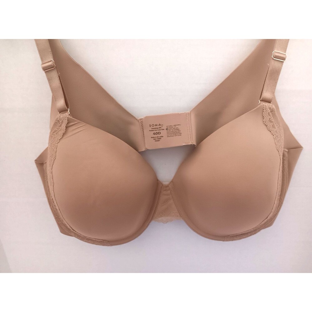 Soma Vanishing 360 Perfect Coverage Bra w/Lace 40D Tan Underwire NEW